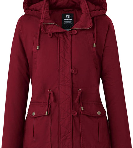 Women'S Winter Thicken Puffer Coat Warm Fleece Lined Parka Jacket with Fur Hood
