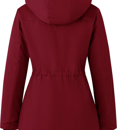 Women'S Winter Thicken Puffer Coat Warm Fleece Lined Parka Jacket with Fur Hood