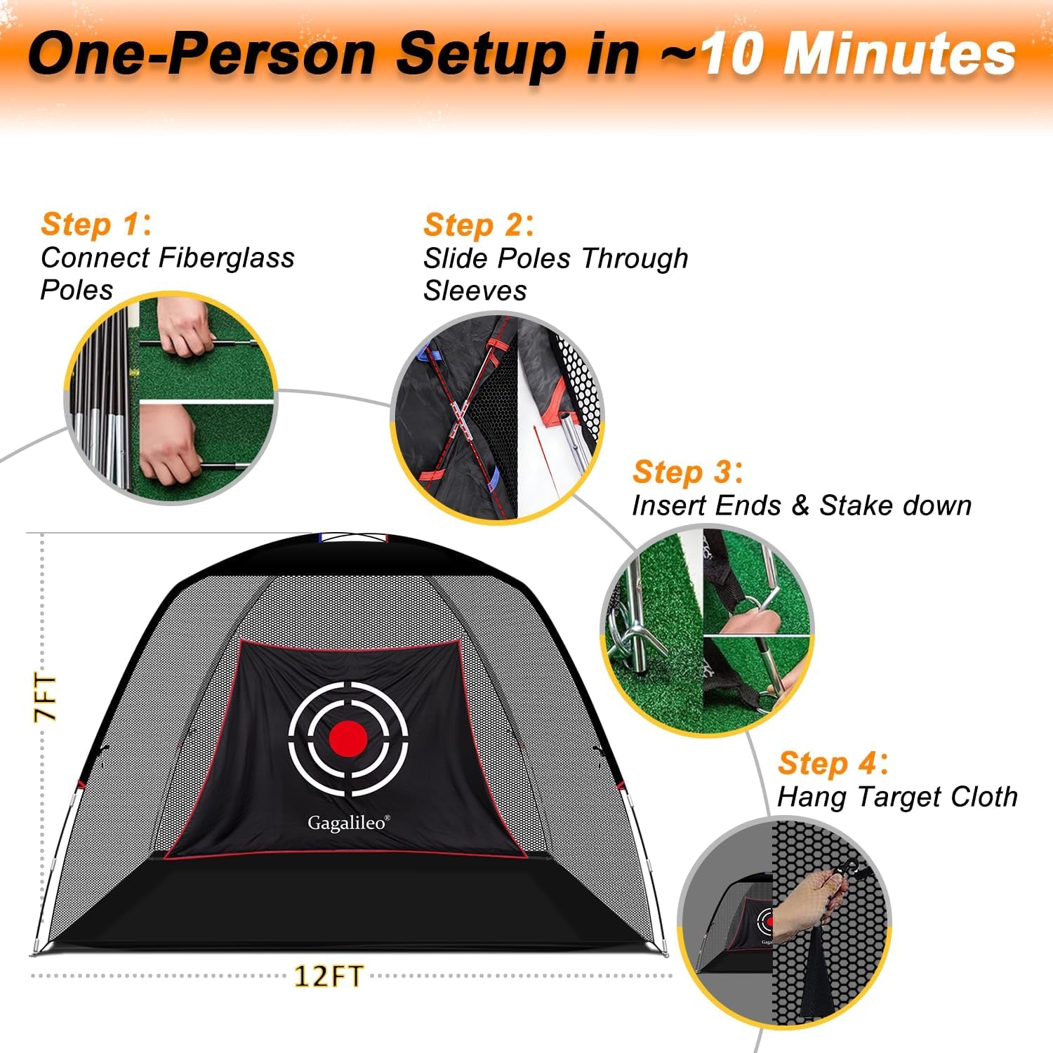 Golf Net,Golf Net Backyard Driving,Golf Driving Range,Golf Set Net,Heavy Duty Dome Golf Practice Net,Golf Practice Hitting Net,Quick Setup with Target Cloth and Carry Bag(Style Optional)